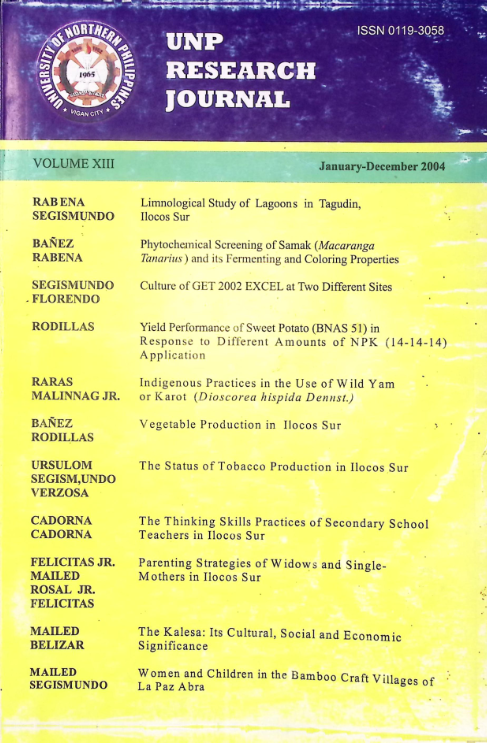 					View Vol. 13 No. 1 (2004): Articles
				