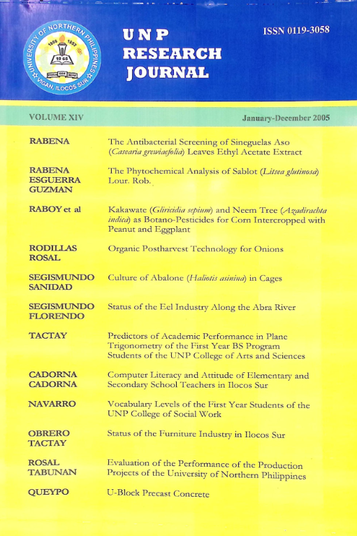 					View Vol. 14 No. 1 (2005): Articles
				
